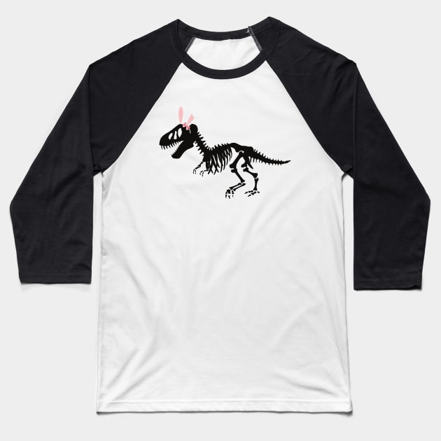 T Rex Fossil with bunny ears Baseball T-Shirt by Kristalclick 